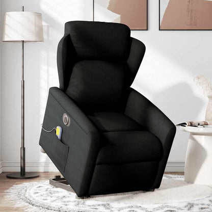 vidaXL Elektrischer Massagesessel mit Aufstehhilfe Schwarz Stoff