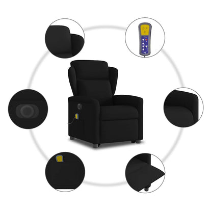 vidaXL Elektrischer Massagesessel mit Aufstehhilfe Schwarz Stoff