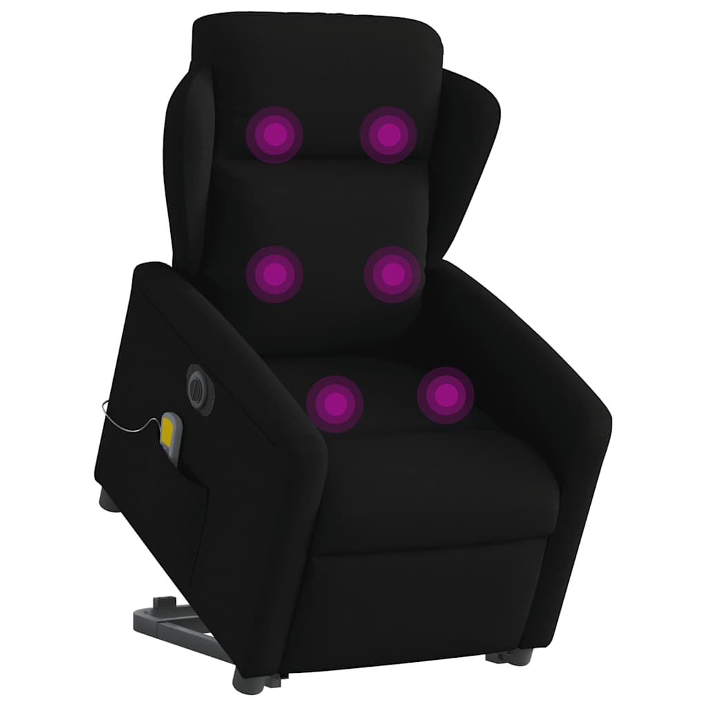 vidaXL Elektrischer Massagesessel mit Aufstehhilfe Schwarz Stoff