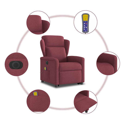 vidaXL Elektrischer Massagesessel mit Aufstehhilfe Weinrot Stoff