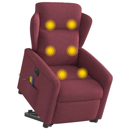 vidaXL Elektrischer Massagesessel mit Aufstehhilfe Weinrot Stoff