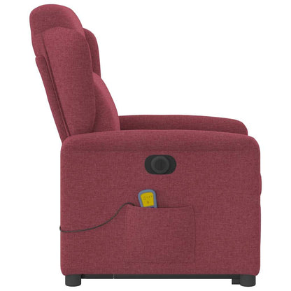 vidaXL Elektrischer Massagesessel mit Aufstehhilfe Weinrot Stoff
