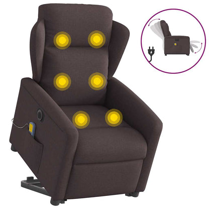 vidaXL Fauteuil de massage électrique releveur en tissu marron foncé