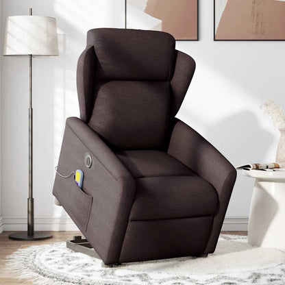 vidaXL Fauteuil de massage électrique releveur en tissu marron foncé