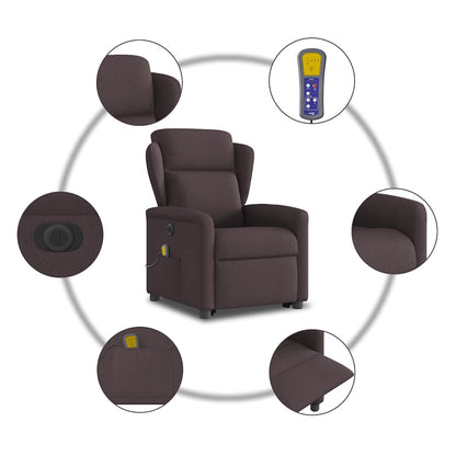 vidaXL Fauteuil de massage électrique releveur en tissu marron foncé