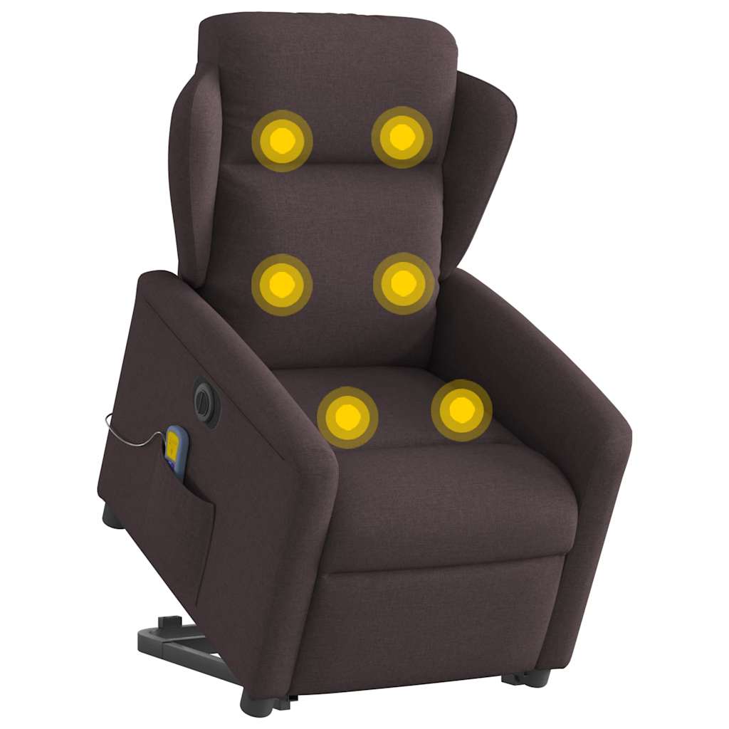 vidaXL Fauteuil de massage électrique releveur en tissu marron foncé