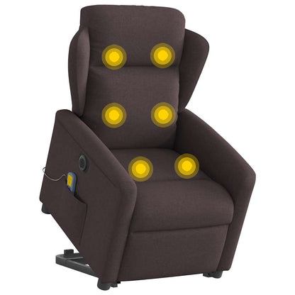 vidaXL Fauteuil de massage électrique releveur en tissu marron foncé