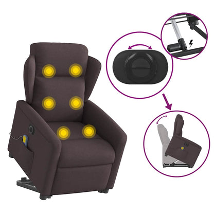 vidaXL Fauteuil de massage électrique releveur en tissu marron foncé
