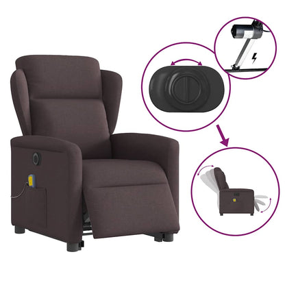 vidaXL Fauteuil de massage électrique releveur en tissu marron foncé