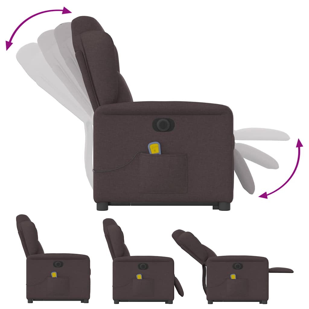 vidaXL Fauteuil de massage électrique releveur en tissu marron foncé
