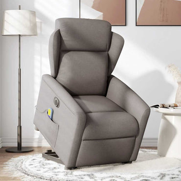 vidaXL Elektrischer Massagesessel mit Aufstehhilfe Taupe Stoff