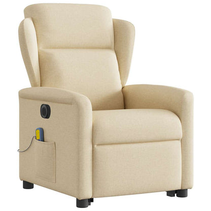 vidaXL Elektrischer Massagesessel mit Aufstehhilfe Creme Stoff