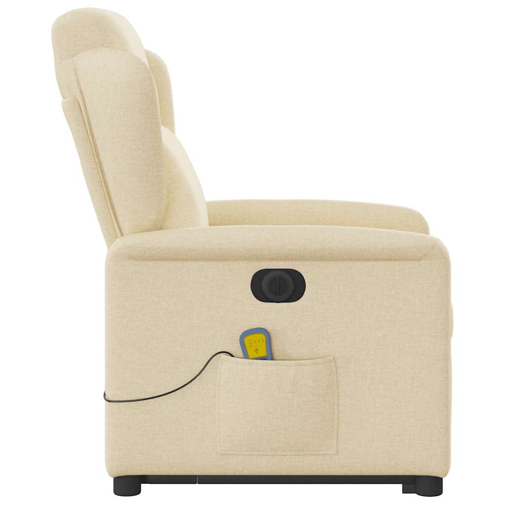 vidaXL Elektrischer Massagesessel mit Aufstehhilfe Creme Stoff