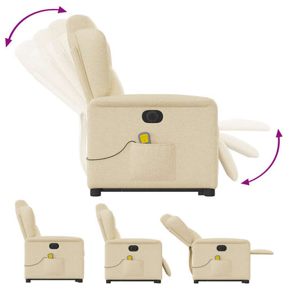 vidaXL Elektrischer Massagesessel mit Aufstehhilfe Creme Stoff