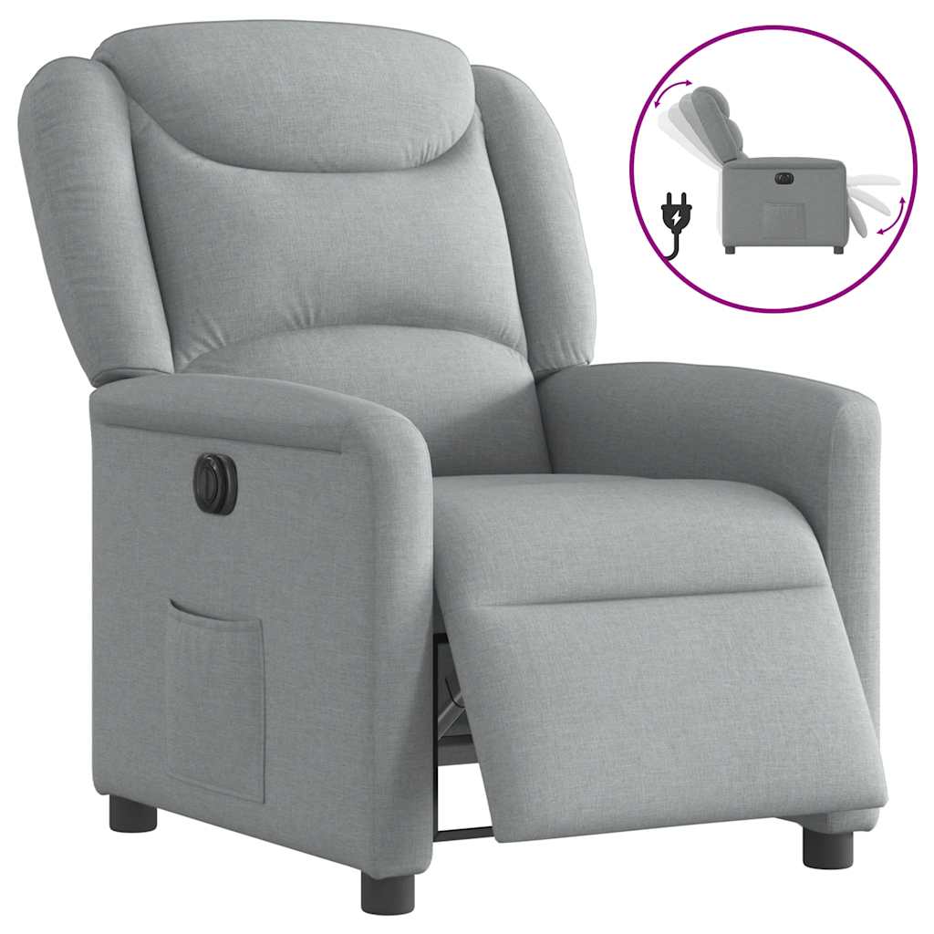 vidaXL Fauteuil relax électrique Gris clair Tissu