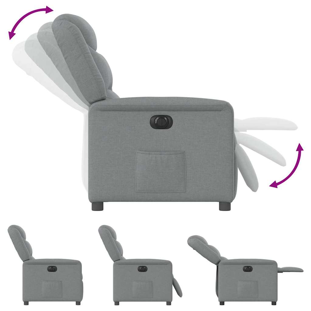 vidaXL Fauteuil relax électrique Gris clair Tissu