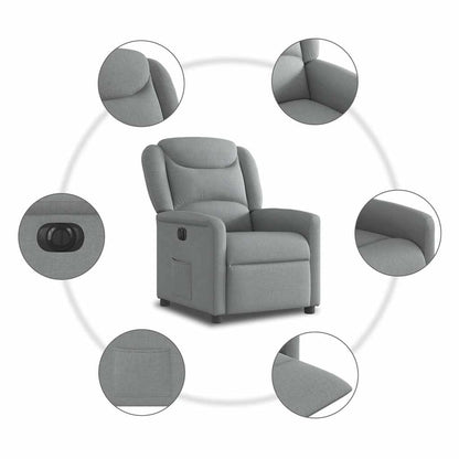vidaXL Fauteuil relax électrique Gris clair Tissu