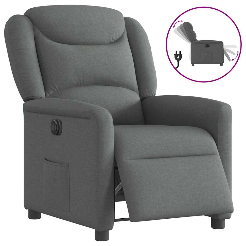 vidaXL Fauteuil relax électrique en tissu gris foncé