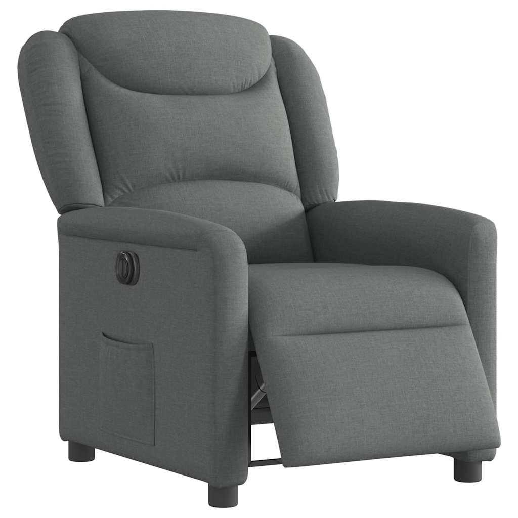 vidaXL Fauteuil relax électrique en tissu gris foncé