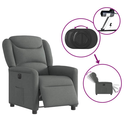 vidaXL Fauteuil relax électrique en tissu gris foncé