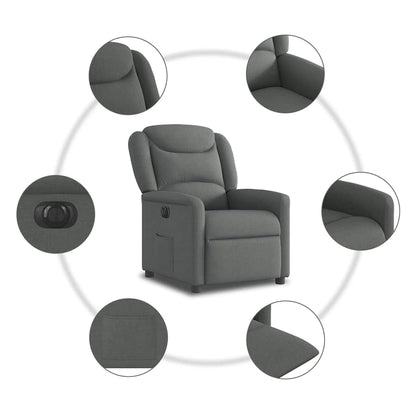 vidaXL Fauteuil relax électrique en tissu gris foncé
