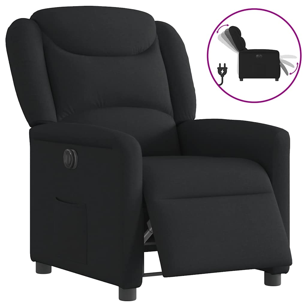 vidaXL Fauteuil relax électrique noir en tissu