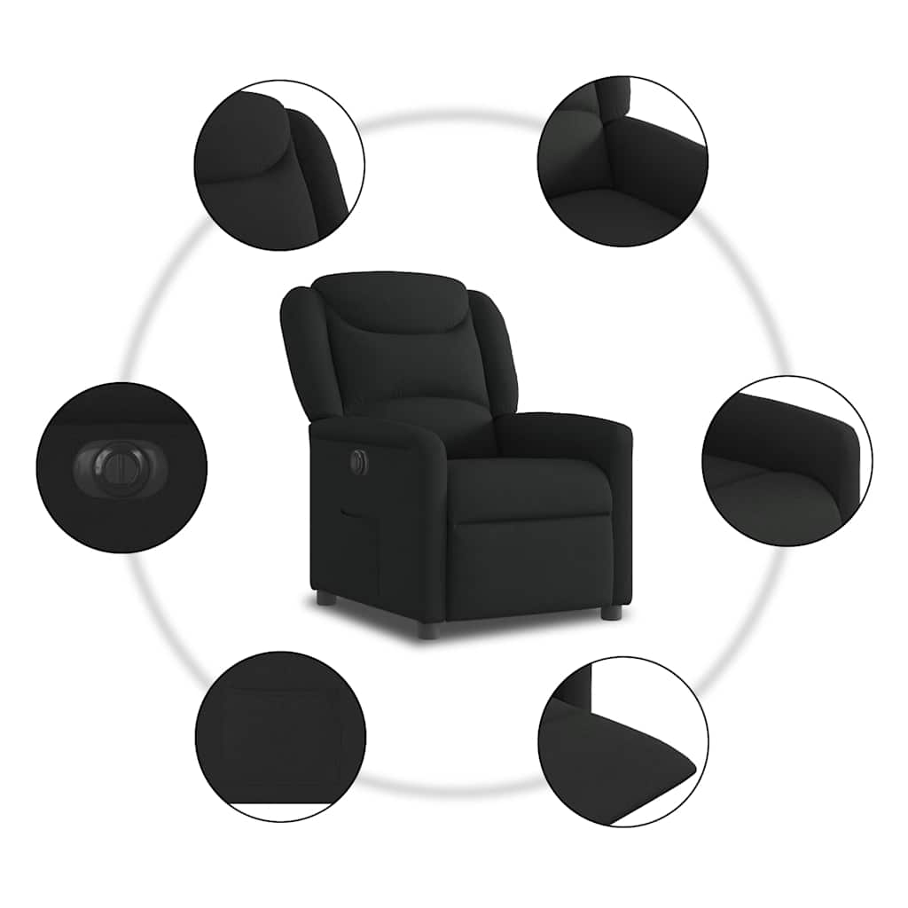 vidaXL Fauteuil relax électrique noir en tissu