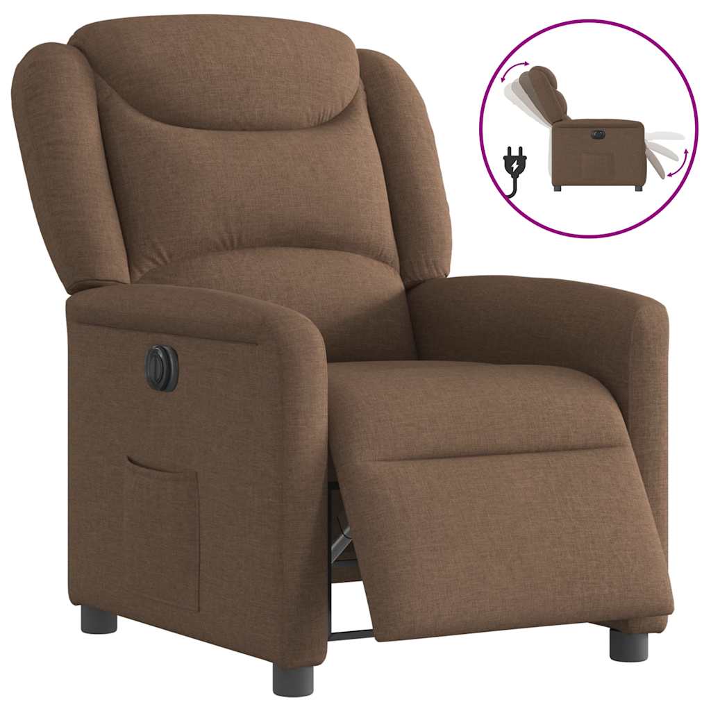 vidaXL Fauteuil de Relaxation Électrique Marron Tissu