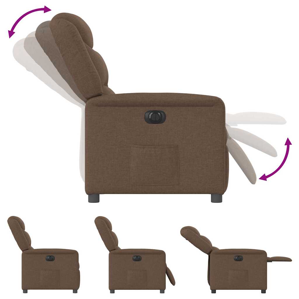 vidaXL Fauteuil de Relaxation Électrique Marron Tissu