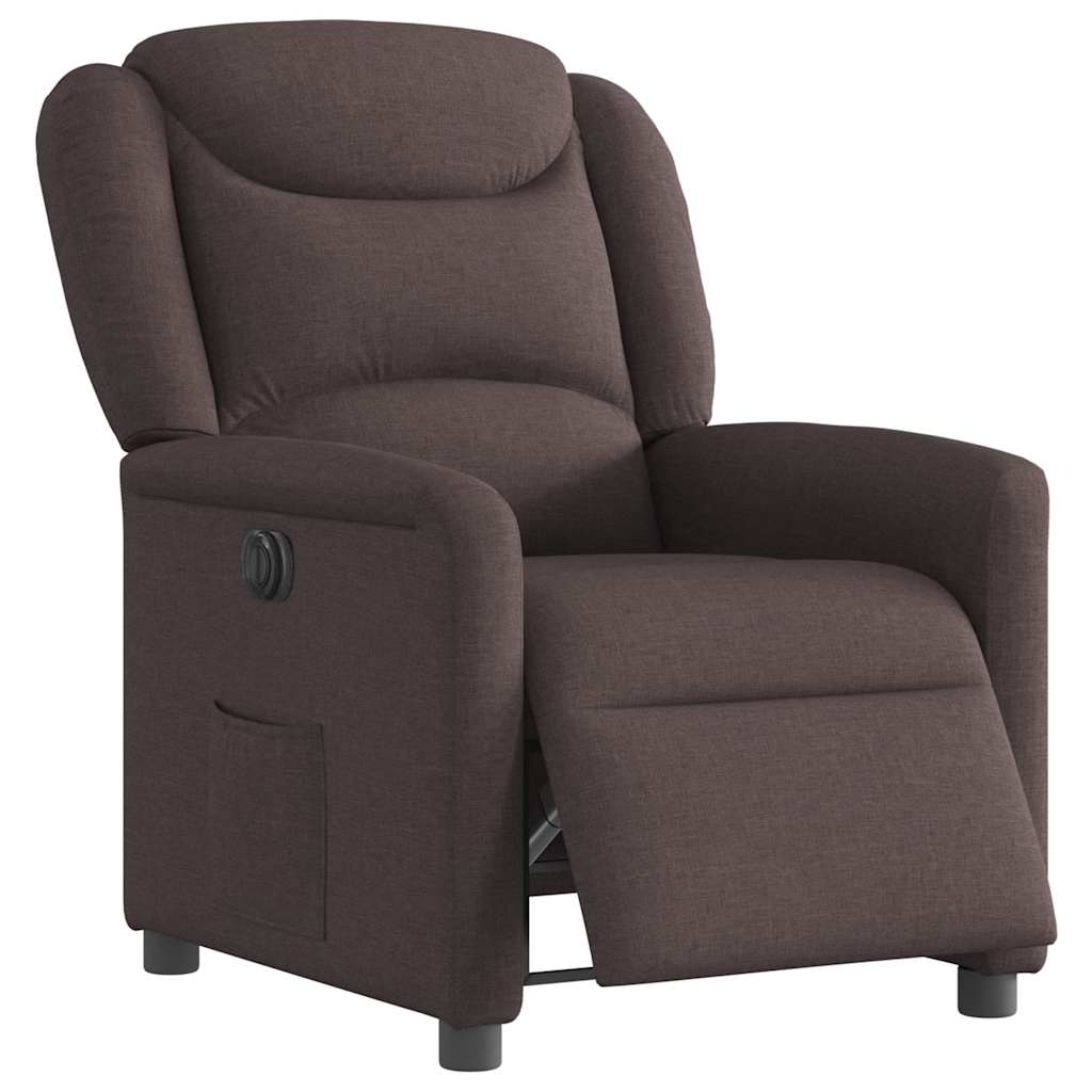 vidaXL Fauteuil relax électrique marron foncé en tissu