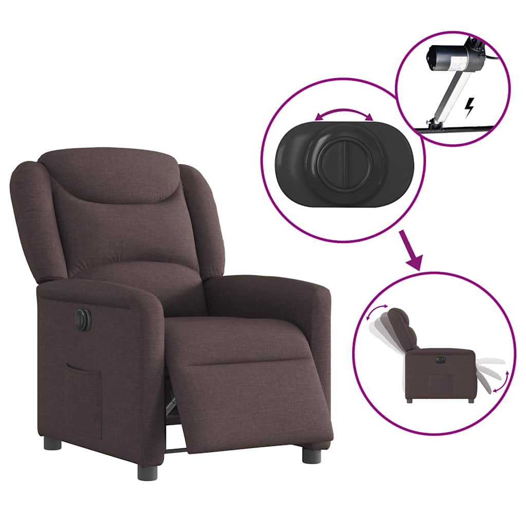 vidaXL Fauteuil relax électrique marron foncé en tissu