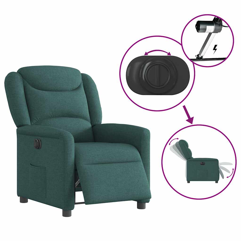 vidaXL Fauteuil relax électrique Vert foncé Tissu