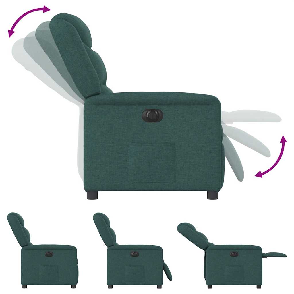 vidaXL Fauteuil relax électrique Vert foncé Tissu
