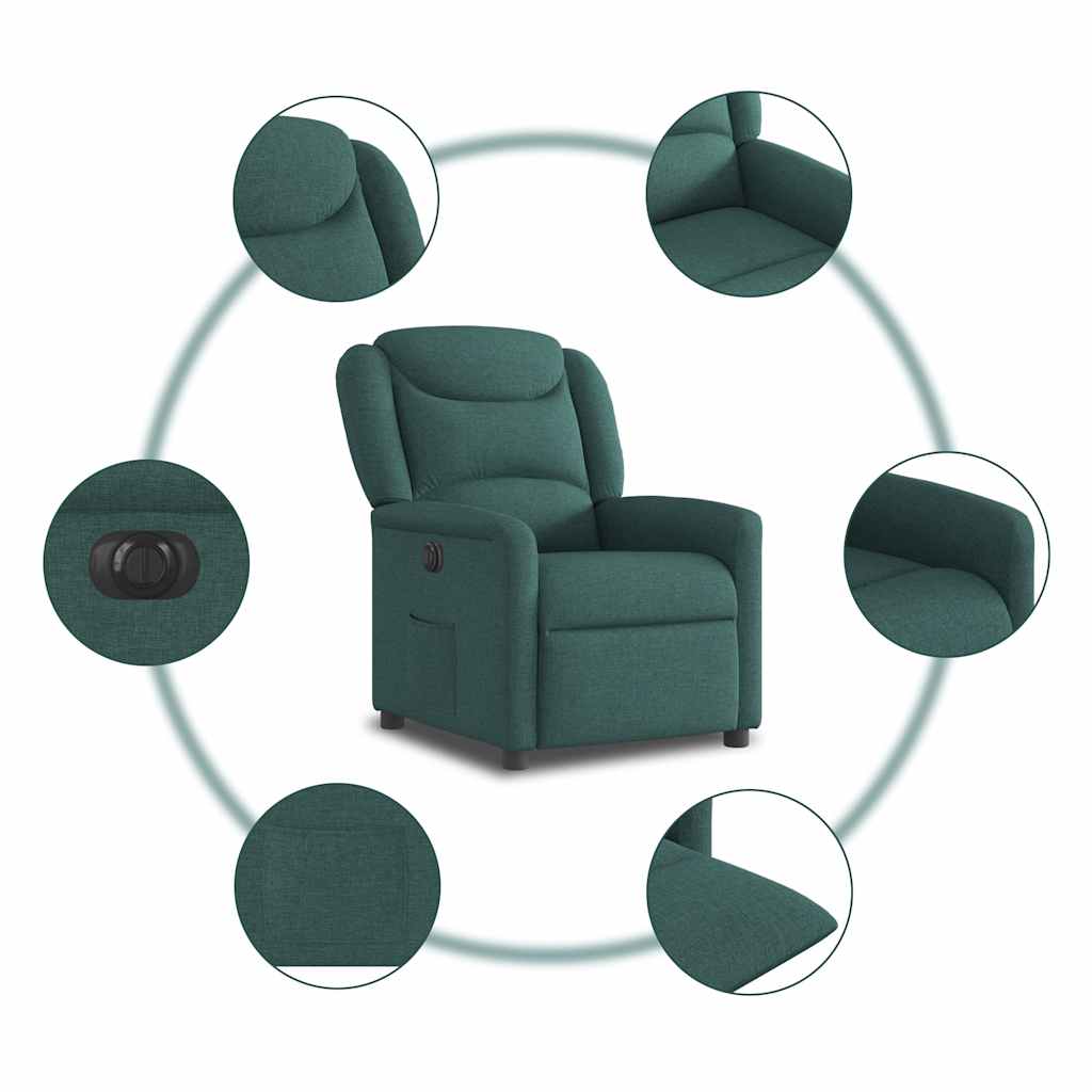 vidaXL Fauteuil relax électrique Vert foncé Tissu