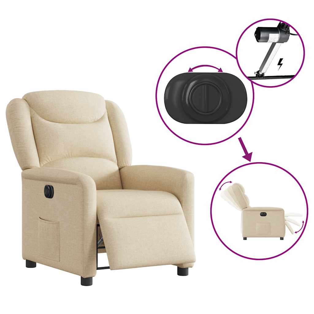 vidaXL Relaxsessel Elektrisch Creme Stoff