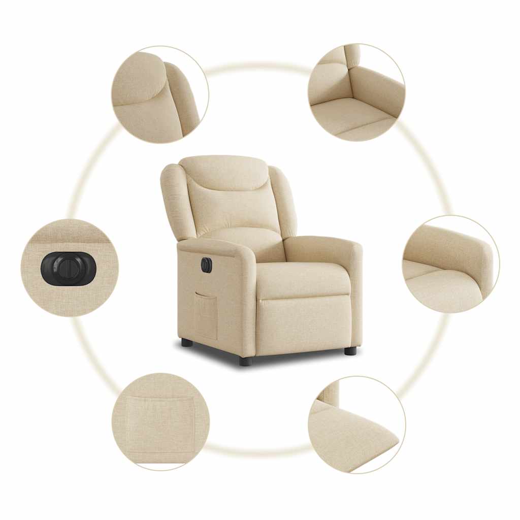 vidaXL Relaxsessel Elektrisch Creme Stoff