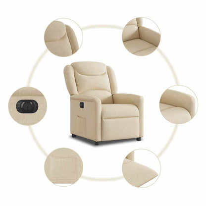 vidaXL Relaxsessel Elektrisch Creme Stoff