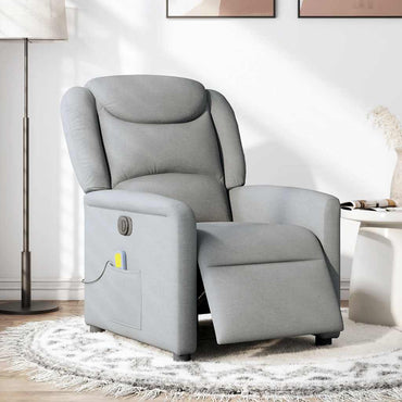 vidaXL Fauteuil de massage électrique Gris clair Tissu