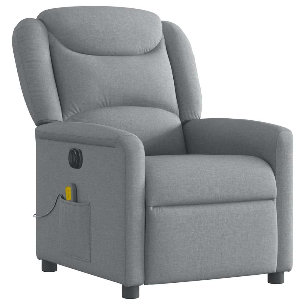 vidaXL Fauteuil de massage électrique Gris clair Tissu