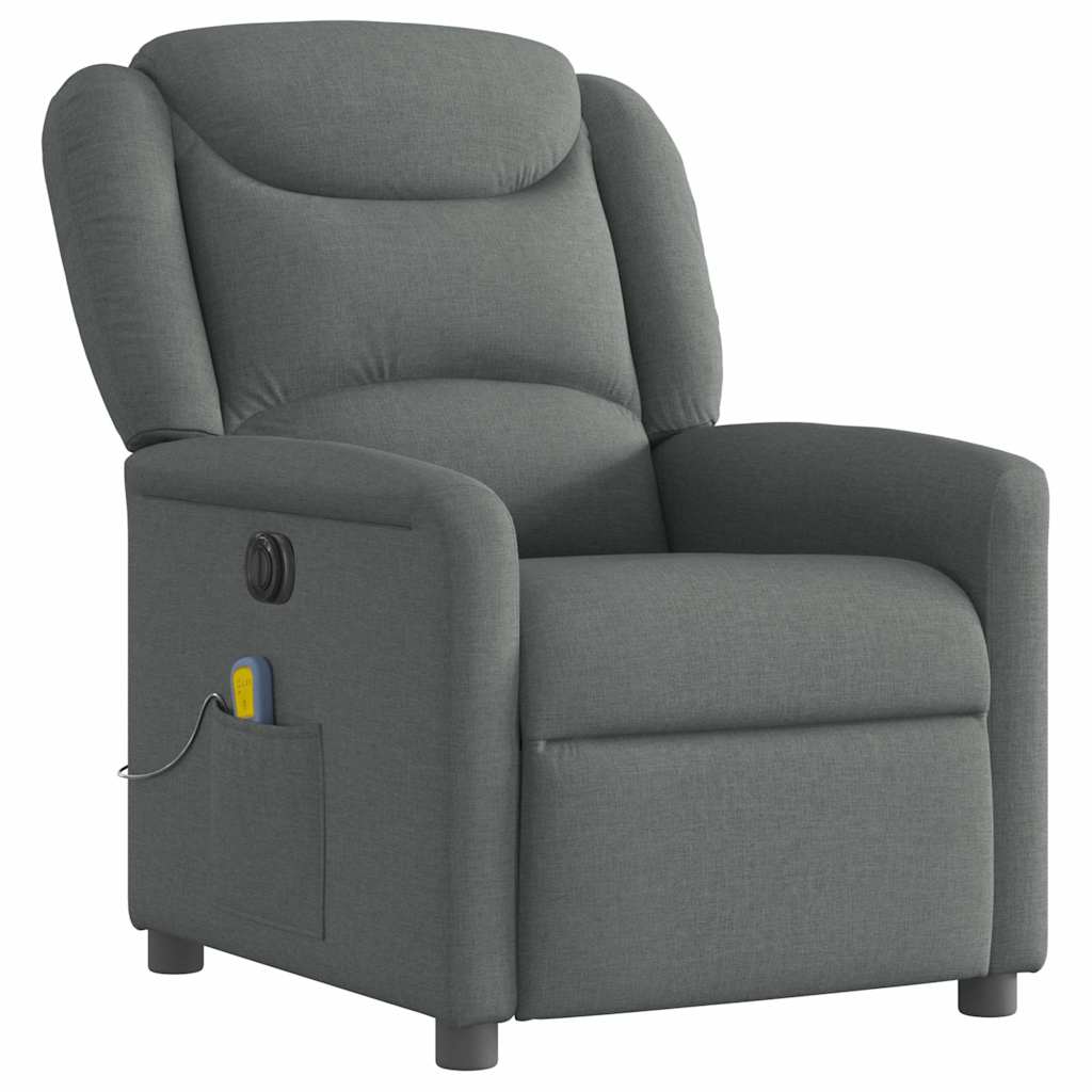 vidaXL Fauteuil de massage électrique Gris foncé Tissu