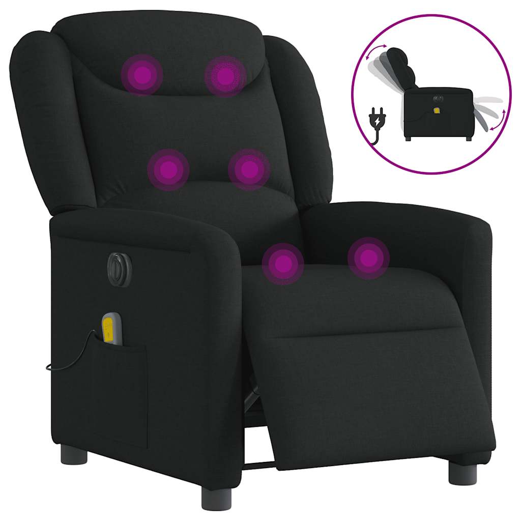 vidaXL Fauteuil de massage électrique Noir Tissu