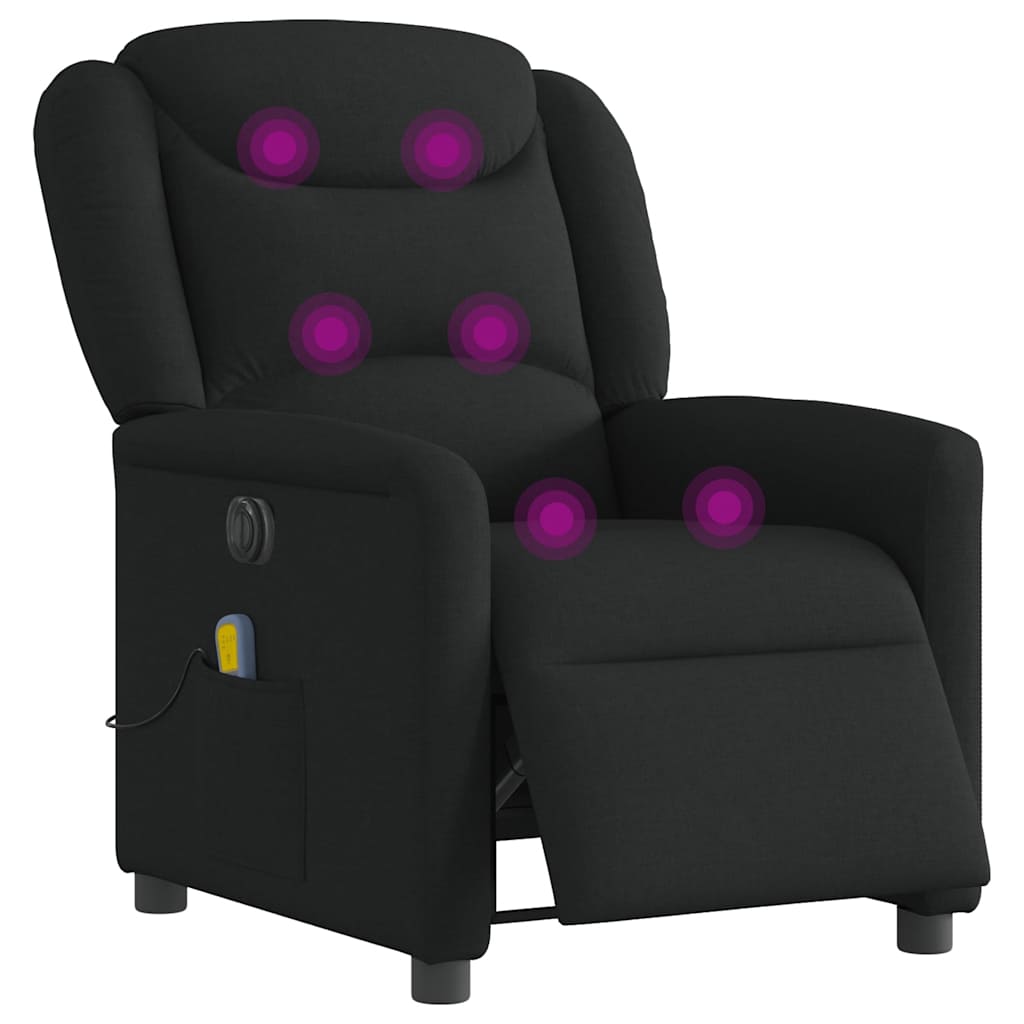 vidaXL Fauteuil de massage électrique Noir Tissu