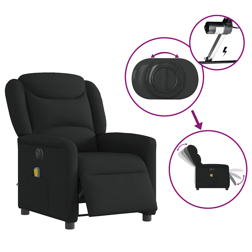 vidaXL Fauteuil de massage électrique Noir Tissu