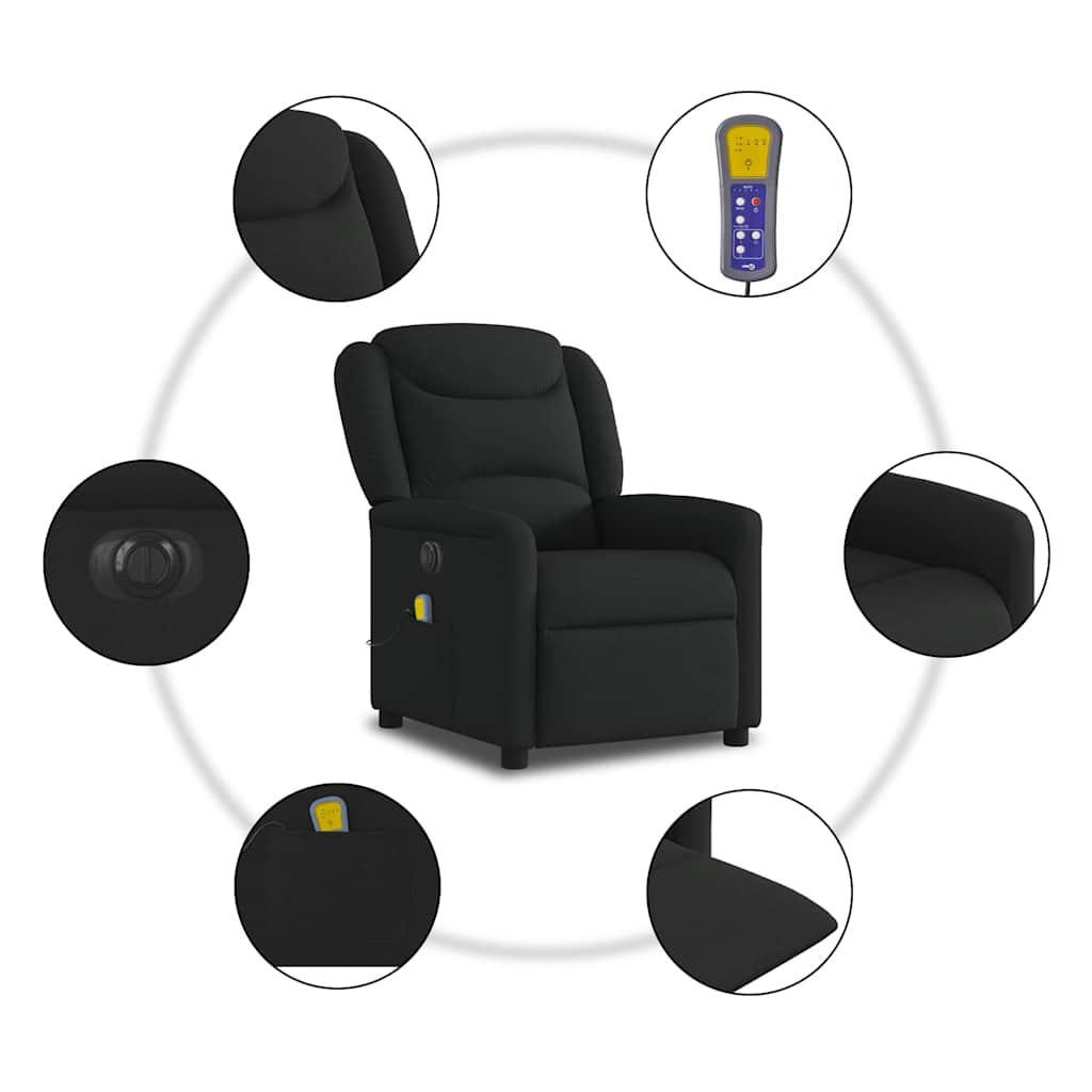 vidaXL Fauteuil de massage électrique Noir Tissu