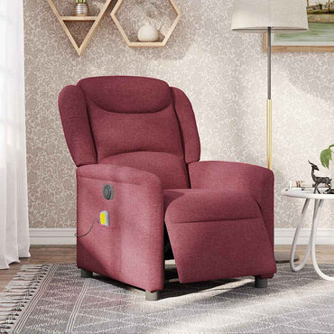 vidaXL Fauteuil de massage électrique en tissu rouge bordeaux