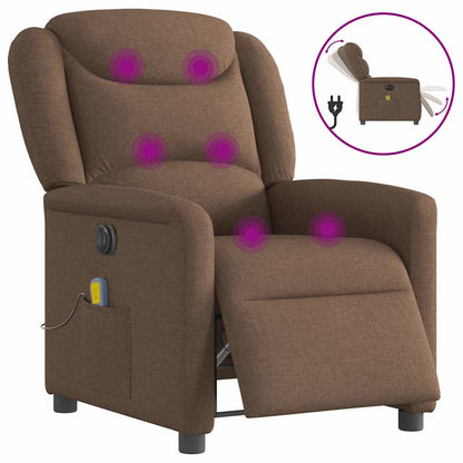 vidaXL Fauteuil de massage électrique marron en tissu