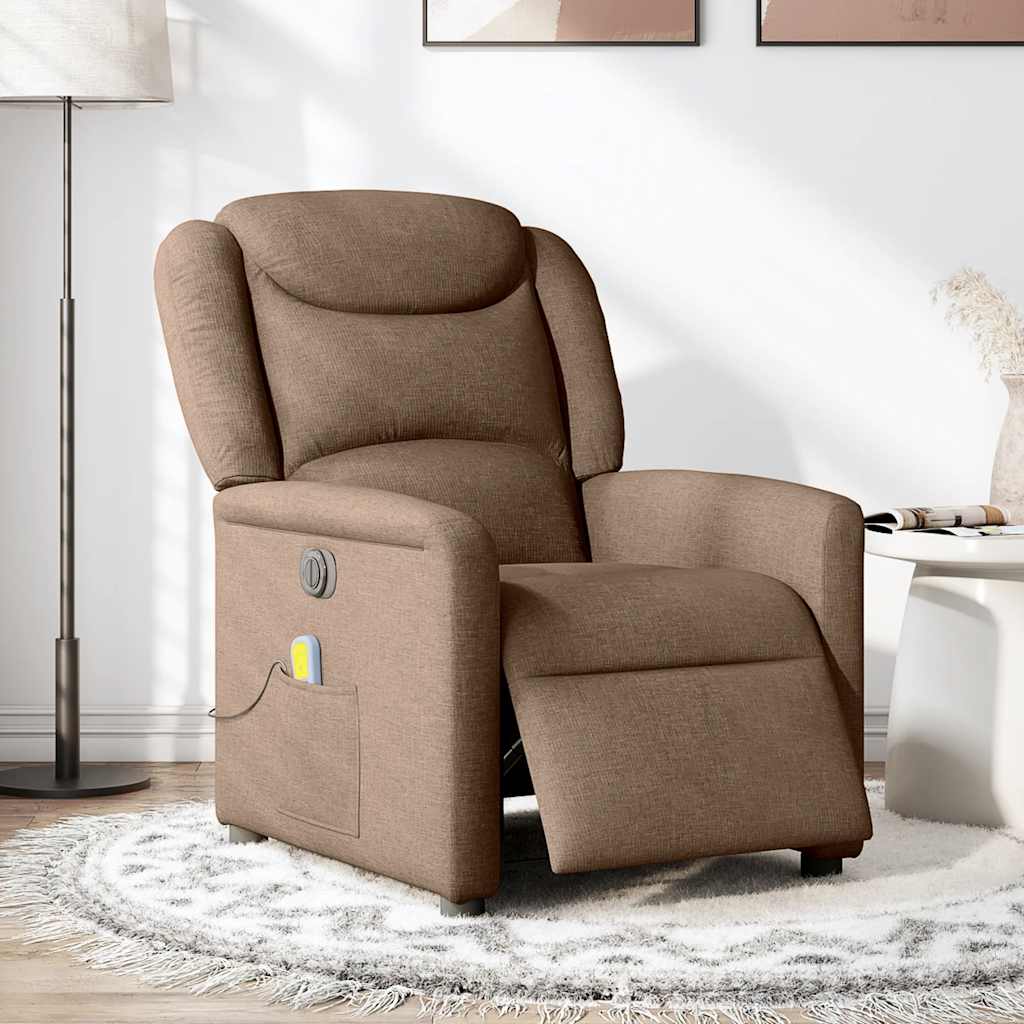 vidaXL Fauteuil de massage électrique marron en tissu