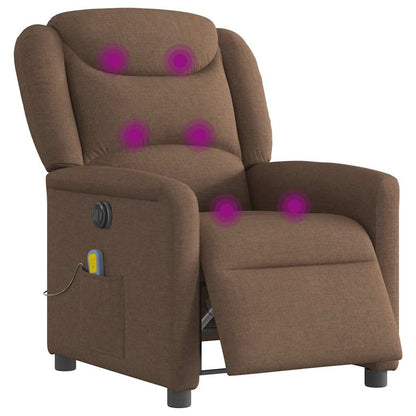 vidaXL Fauteuil de massage électrique marron en tissu