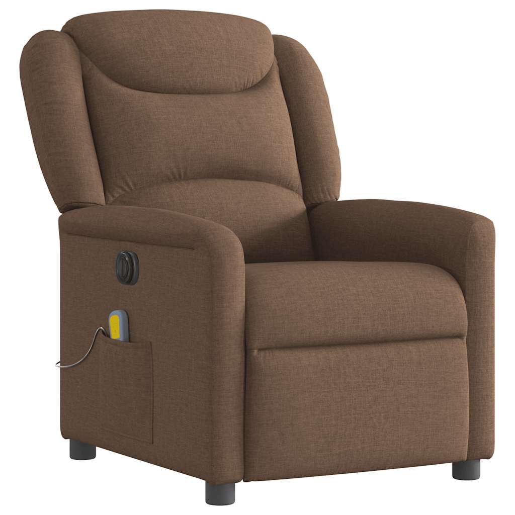 vidaXL Fauteuil de massage électrique marron en tissu