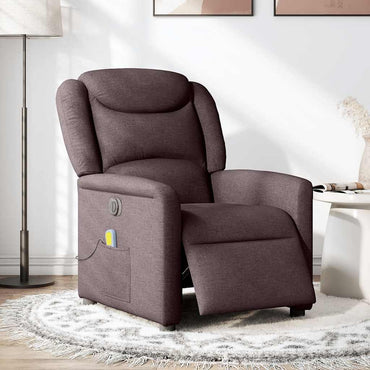 vidaXL Fauteuil de massage électrique marron foncé en tissu